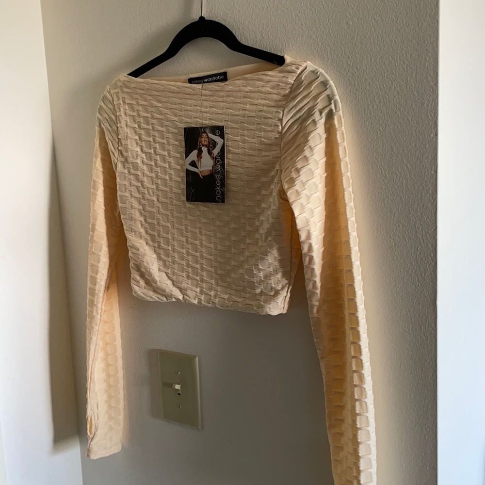 Cream Naked Wardrobe Honey Comb Pattern Crop Top